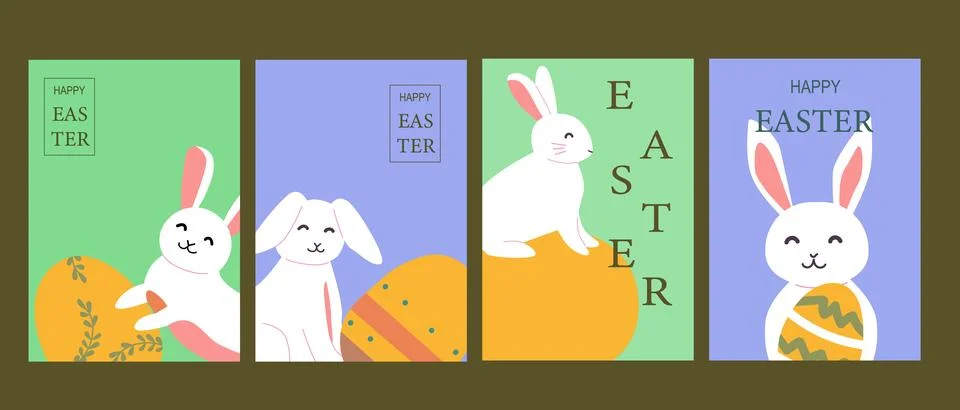 Charming easter rabbit designs with geometric accents for festive cards and 스톡 일러스트