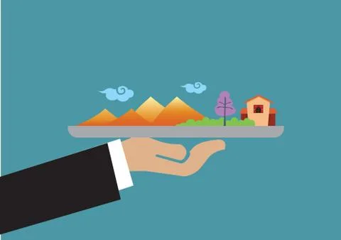 Charming Environment Elements on Hand Vector Illustration 库存插图