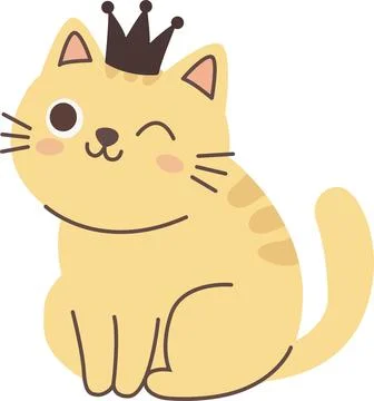 Charming feline sitting in clean flat illustration. PNG Stock Illustration