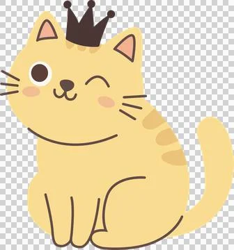 Charming feline sitting in clean flat illustration. PNG Stock Illustration