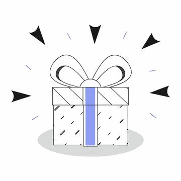 A charming gift box illustration with radiating lines isolated on perfect fo Stock Illustration