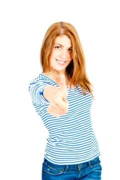Charming girl in studio posing on a white background Stock Photos