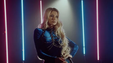 Charming gogo dancer in studio. Stock Footage 99546737