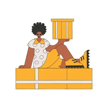 Charming guy is holding boxes. Understanding the process of parcel and carg.. Illustrazione stock