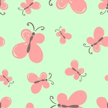 Charming hand drawn butterfly pattern for seamless design Stock Illustration
