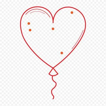 A charming hand-drawn red heart balloon sketch. Stock Illustration