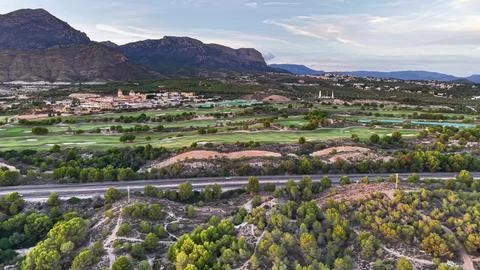 Charming Hillside Golf Course With Meticulously Maintained Greens And Peaceful Stock Photos