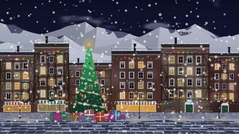 Charming holiday scene with a brightly lit Christmas tree and colorful presents Stock Footage 340070364