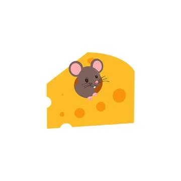 Charming illustration features a mouse nestled happily inside a cheese wedg.. Stock Illustration