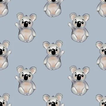 Charming koala watercolor pattern for textile and wrapping paper designs Stock Photos