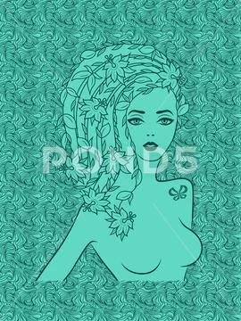 Charming lady with luxuriant hair Stock Illustration