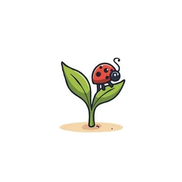 Charming ladybug perched upon a vibrant green sprout a delightful represent.. Stock Illustration