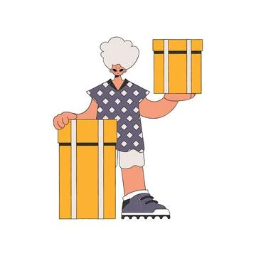 Charming man holding boxes in his hands. Parcel and cargo transportation. Stock Illustration
