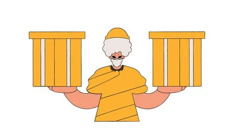 Charming man holding boxes in his hands. Parcel and cargo transportation. Stock Illustration