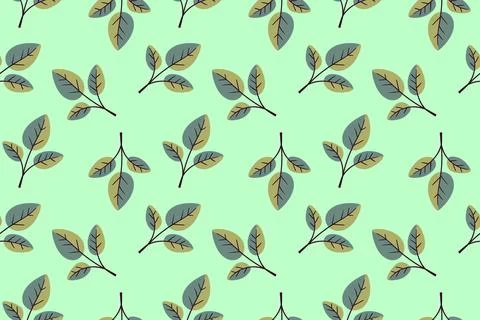 Charming minimalist leaf pattern on a pastel green background.  Perfect for.. Stock Illustration