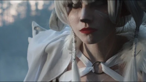 Charming model posing in woods. Stock Footage 93001288