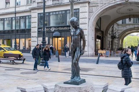 A charming oasis exploring the little boy fountain (kisfis dszkt) in budapest Stock Photos