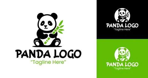 Charming Panda Logo with Bamboo Elements for Nature-Oriented Businesses Stock Illustration