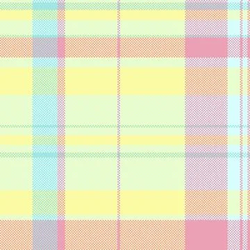 A charming pastel plaid pattern featuring soft yellow, pink, and cyan tones.  Stock Illustration
