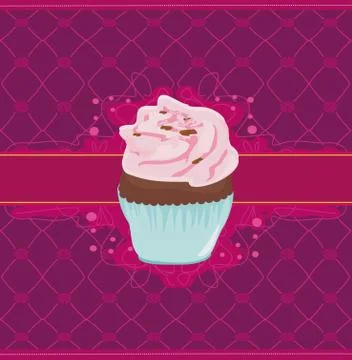 Charming pattern with cupcake 스톡 일러스트