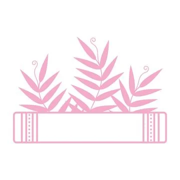 A charming pink horizontal frame for text with botanical elements Illustrazione stock