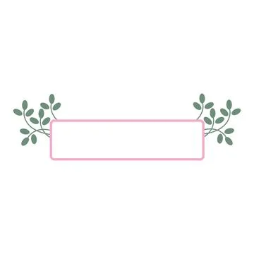 A charming pink horizontal frame for text with botanical elements Stock Illustration