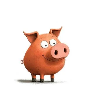 Charming Playful Pig Character Exploring a Colorful Illustrated Children's Book Stock Illustration