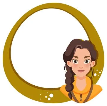 Charming Portrait in Circular Frame Stock Illustration