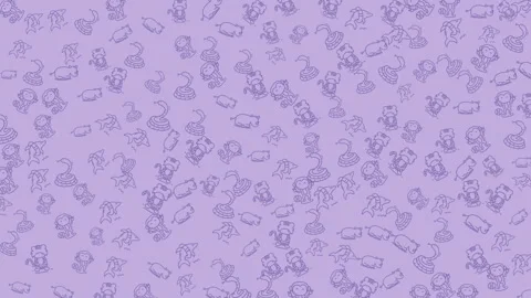 Charming purple animal doodle pattern animation a fun seamless texture back.. Stock Footage 335925264