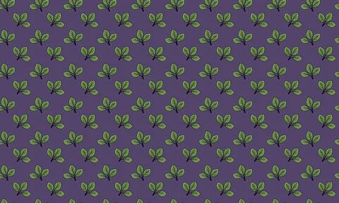 A charming repeating pattern of stylized green leaves on a deep purple back.. Stock Illustration