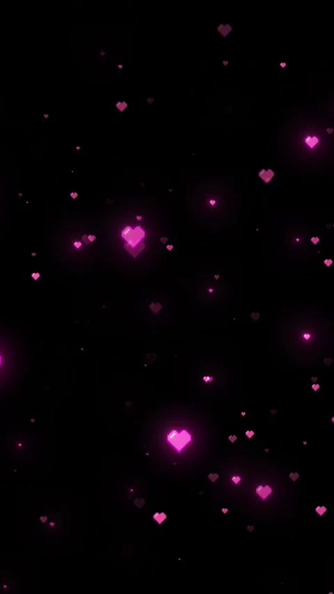 Charming retro digital background floating pixel hearts bright pink tones deep f Stock Footage 340401085