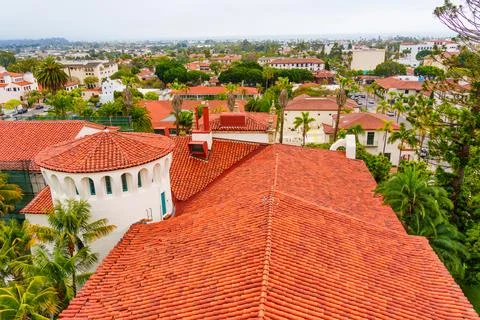 Charming Rooftop View of Santa Barbara County Courthouse Area 스톡 사진