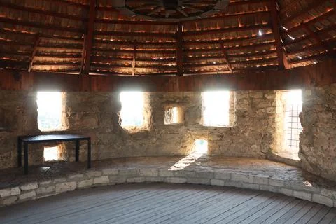 Charming Rustic Interior of a Beautiful Circular Stone Structure with an Elegant Stock Photos