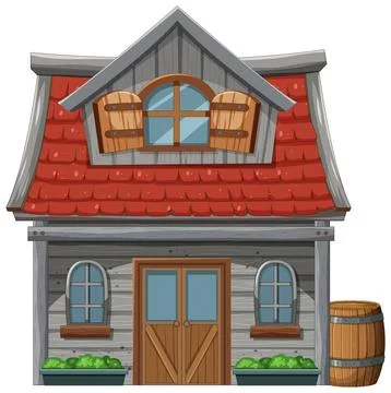 Charming Rustic Wooden House Ilustración de archivo