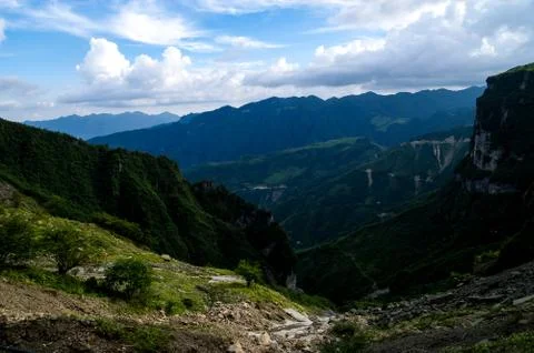 Charming Scenery of Mountains,White Cloud and Blue Sky Stock Photos