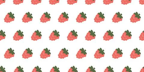 Charming seamless pattern featuring simplified raspberry illustrations in a.. Stock Illustration