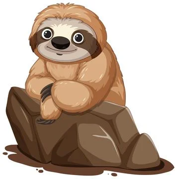 Charming Sloth on a Cozy Rock Stock Illustration
