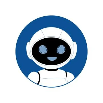 A charming space robot icon in a blue circle, ideal for adventurous creative Illustrazione stock