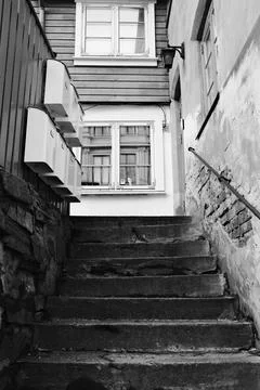 Charming Staircase with Mailboxes and Windows Foto stock