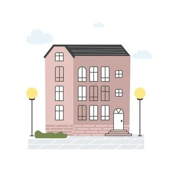 Charming suburban house surrounded by trees Stock Illustration