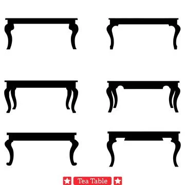 Charming Tea Table Designs  Delicate Silhouettes for Cozy Afternoon Gathering Stock Illustration