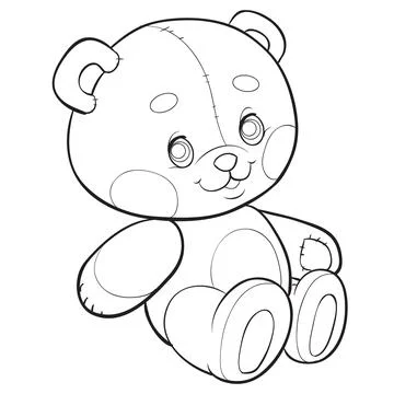 Charming teddy bear in a simple line drawing. Stock Illustration