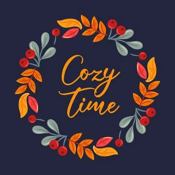 A charming vector illustration featuring a circular arrangement of autumn leaves Illustrazione stock