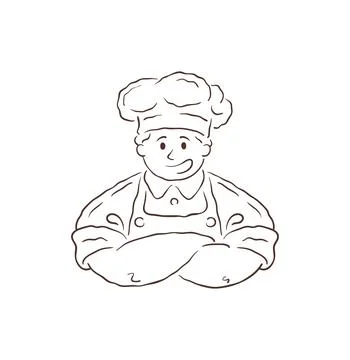 A charming vector illustration of a friendly chef in a classic uniform. The h Stock Illustration