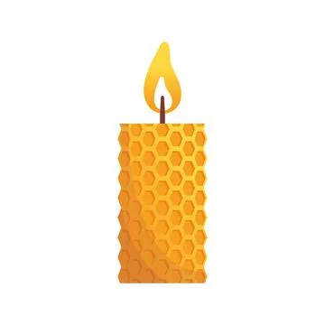 A charming vector illustration of a honeycomb-shaped candle with a lit wick, Stock Illustration