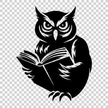 Charming vector owl with glasses engrossed in reading. Stock Illustration
