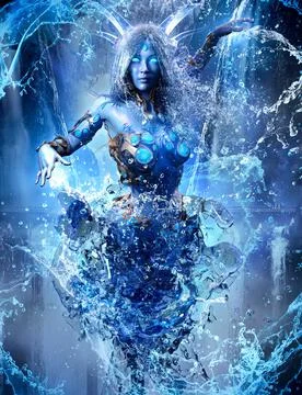 A charming water nymph of elementals in an elegant dance , creating a magical Illustration