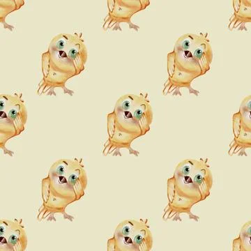 Charming watercolor chicken pattern suitable for textile designs and wallpa.. Stock Illustration