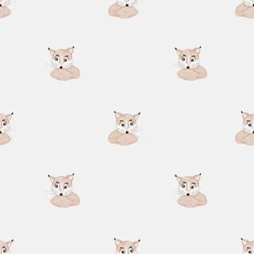 Charming watercolor fox pattern for seamless textile and wrapping design Stock-Illustration