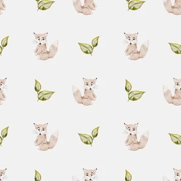 Charming watercolor fox pattern for textile design and wrapping paper decor Stock Illustration